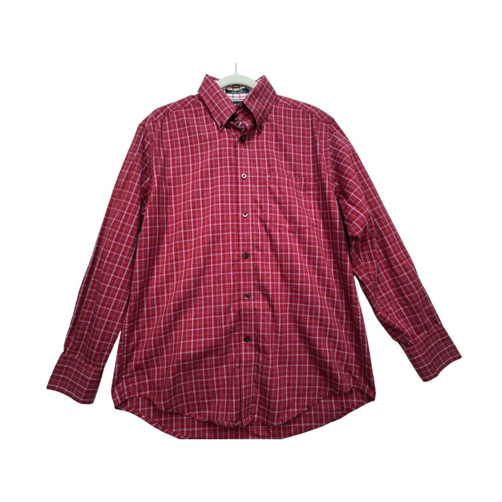 Tommy Hilfiger Mens Long Sleeves Button Down Shirt Size M Red Plaid Red Plaid